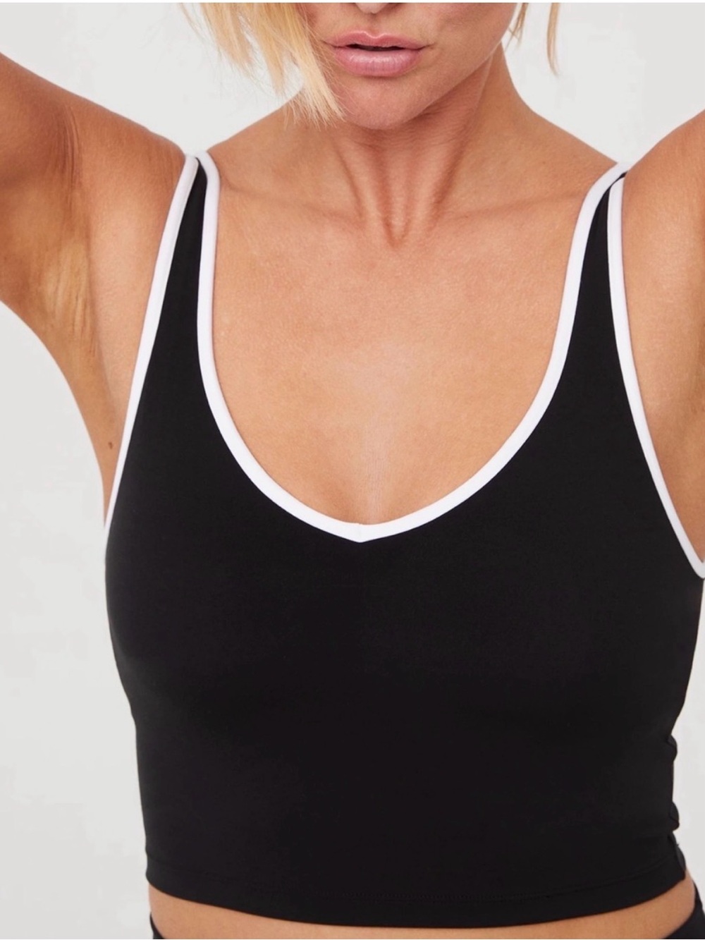 aerie Black Tank Top with White Trim